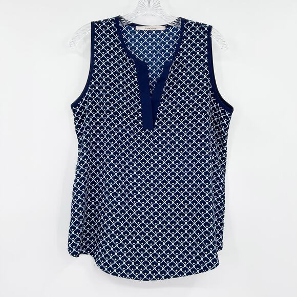 41 Hawthorn Beckett Navy Geometric Print Sleeveless Blouse Top  Womens Size S - Picture 3 of 11